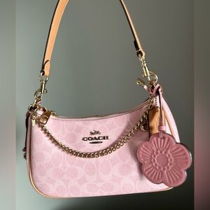 Terri Powder  Pink Shoulder Bag with Gold Accents